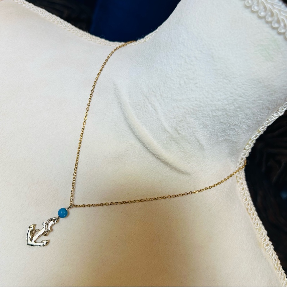 Handcrafted vintage anchor pendant on chain necklace
